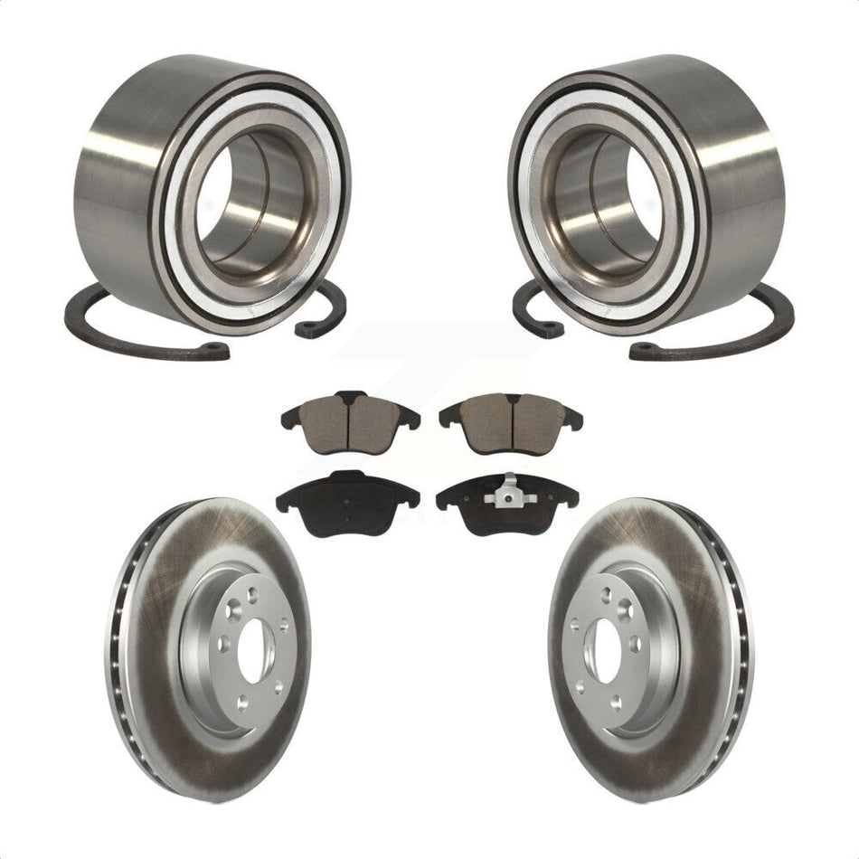 Front Wheel Bearing With Coated Disc Brake Rotors And Ceramic Pads Kit For 2012-2015 Land Rover Range Evoque KBB-118186