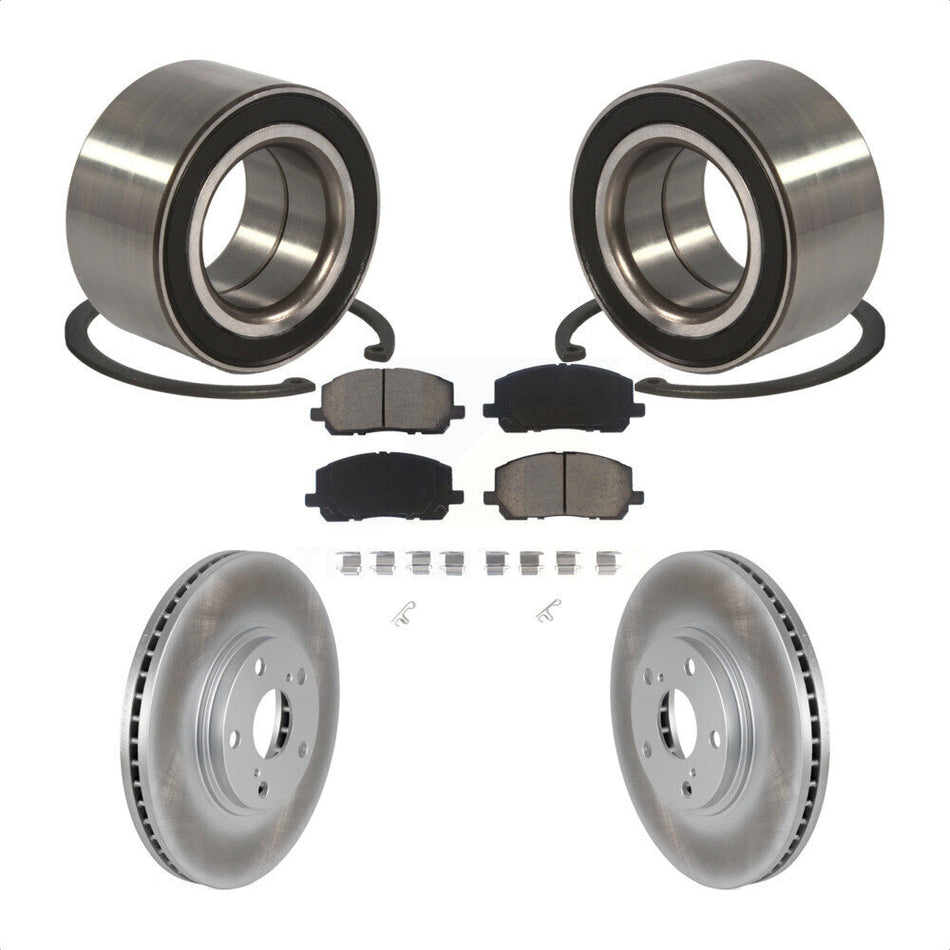 Front Wheel Bearing With Coated Disc Brake Rotors And Ceramic Pads Kit For Toyota Highlander KBB-118188