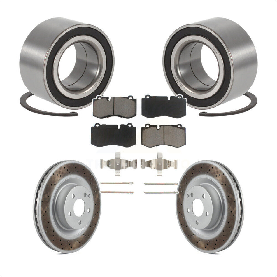 Front Wheel Bearing With Coated Disc Brake Rotors And Ceramic Pads Kit For 2009 Mercedes-Benz S450 KBB-118192