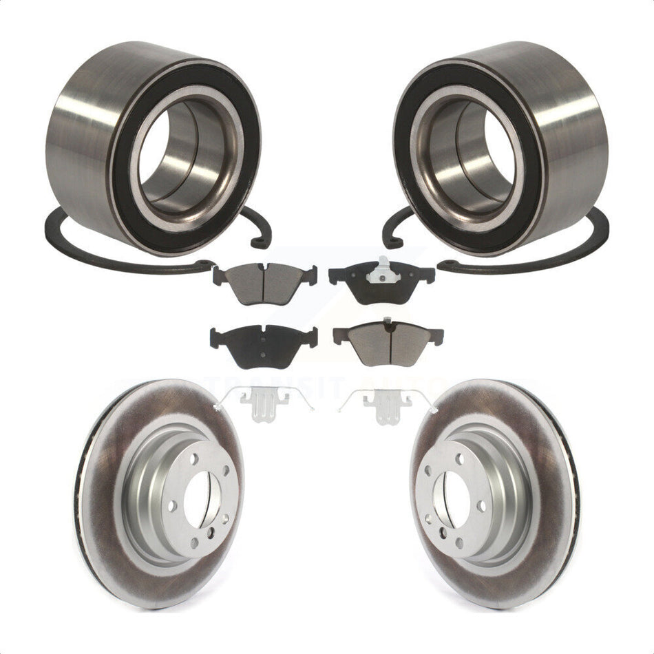 Front Wheel Bearing With Coated Disc Brake Rotors And Ceramic Pads Kit For 2006 BMW 330xi KBB-118193