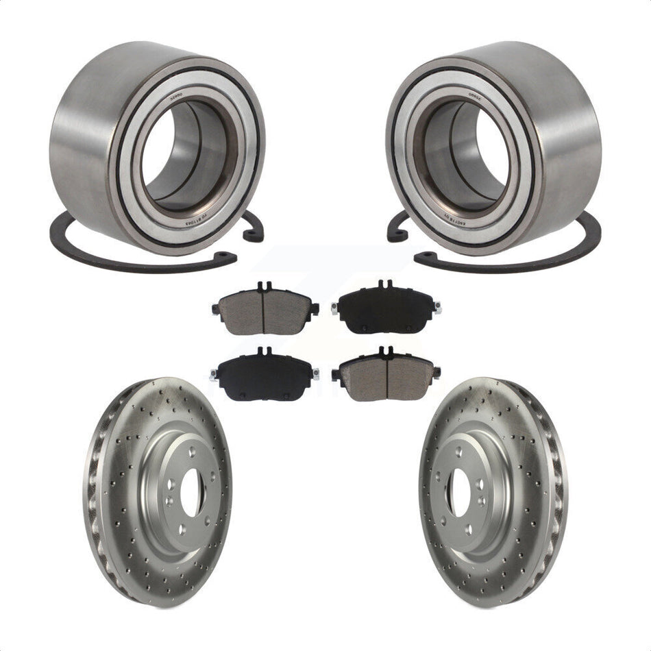Front Wheel Bearing With Coated Disc Brake Rotors And Ceramic Pads Kit For Mercedes-Benz CLA250 GLA250 Sport Package KBB-118199