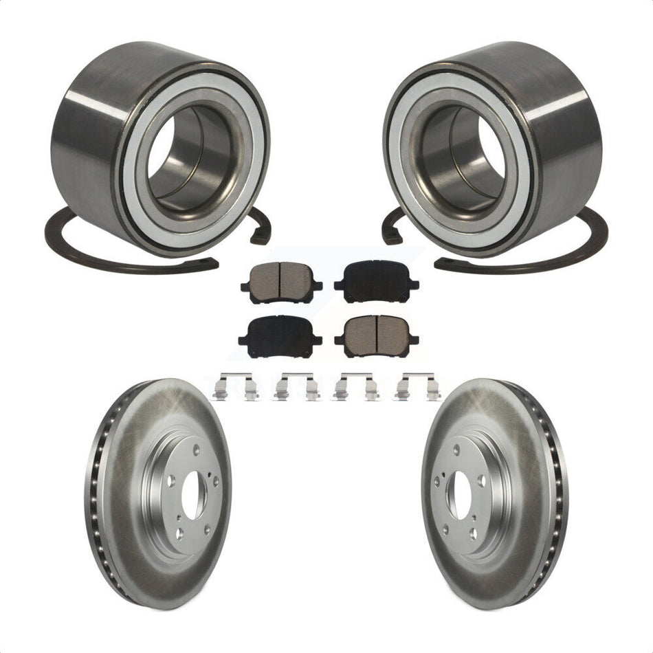 Front Wheel Bearing With Coated Disc Brake Rotors And Ceramic Pads Kit For 1999-2001 Lexus RX300 KBB-118202