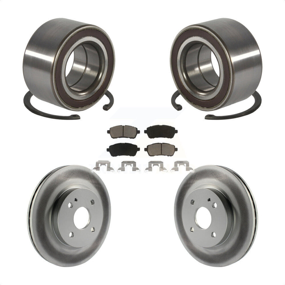Front Wheel Bearing With Coated Disc Brake Rotors And Ceramic Pads Kit For 2011-2014 Mazda 2 KBB-118204
