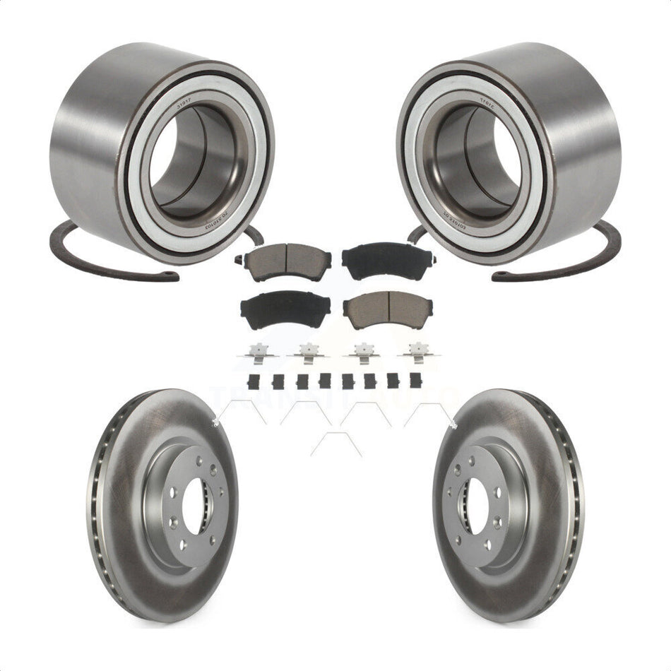 Front Wheel Bearing With Coated Disc Brake Rotors And Ceramic Pads Kit For 2009-2013 Mazda 6 3.7L KBB-118210