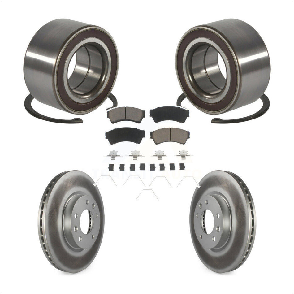 Front Wheel Bearing With Coated Disc Brake Rotors And Ceramic Pads Kit For 2009-2013 Mazda 6 2.5L KBB-118211