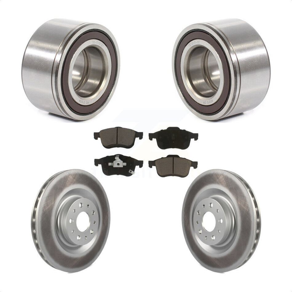 Front Wheel Bearing With Coated Disc Brake Rotors And Ceramic Pads Kit For 2014-2018 Fiat 500L KBB-118219
