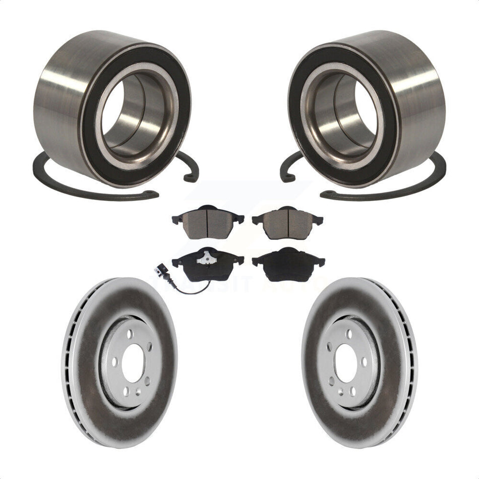 Front Wheel Bearing With Coated Disc Brake Rotors And Ceramic Pads Kit For 1999 Volkswagen Golf 2.8L 72mm Outer Diameter KBB-118226