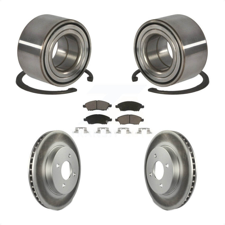 Front Wheel Bearing With Coated Disc Brake Rotors And Ceramic Pads Kit For Nissan Versa Note Micra KBB-118230
