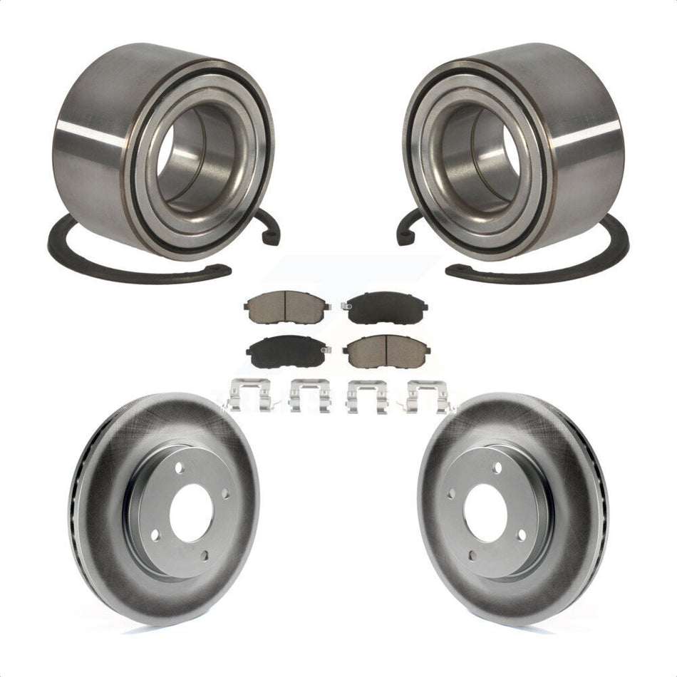 Front Wheel Bearing With Coated Disc Brake Rotors And Ceramic Pads Kit For 2010-2011 Nissan Versa 1.8L KBB-118231