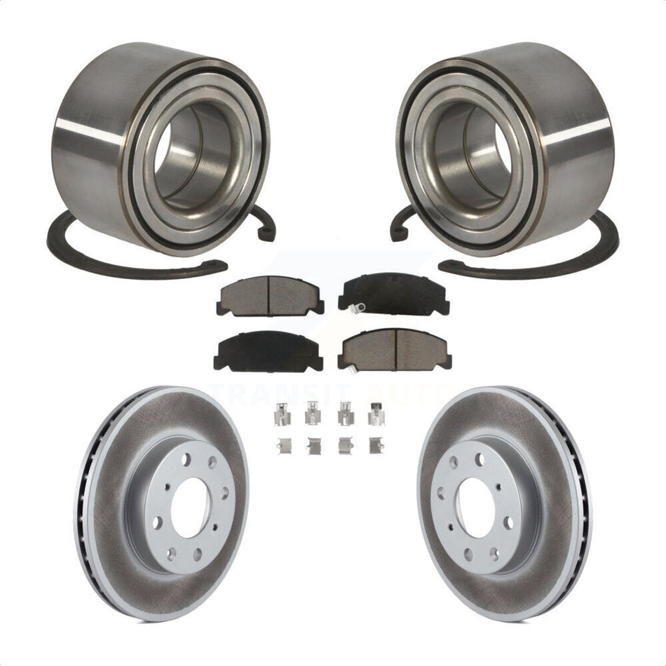 Front Wheel Bearing With Coated Disc Brake Rotors And Ceramic Pads Kit For Honda Civic del Sol KBB-118233