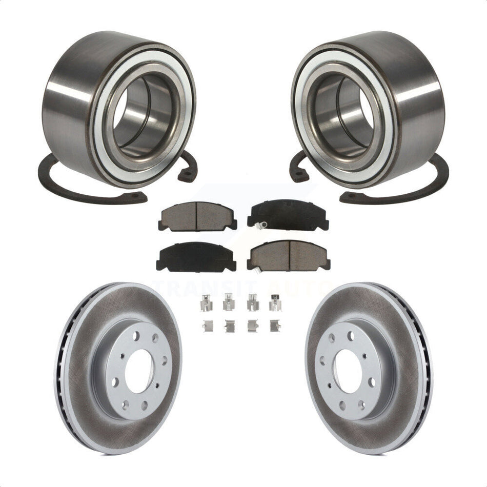 Front Wheel Bearing With Coated Disc Brake Rotors And Ceramic Pads Kit For Honda Civic KBB-118234