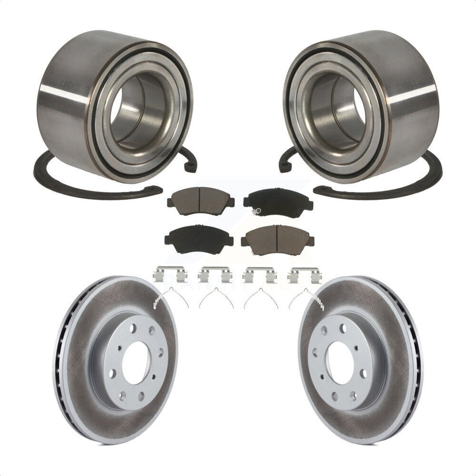 Front Wheel Bearing With Coated Disc Brake Rotors And Ceramic Pads Kit For Honda Civic KBB-118237