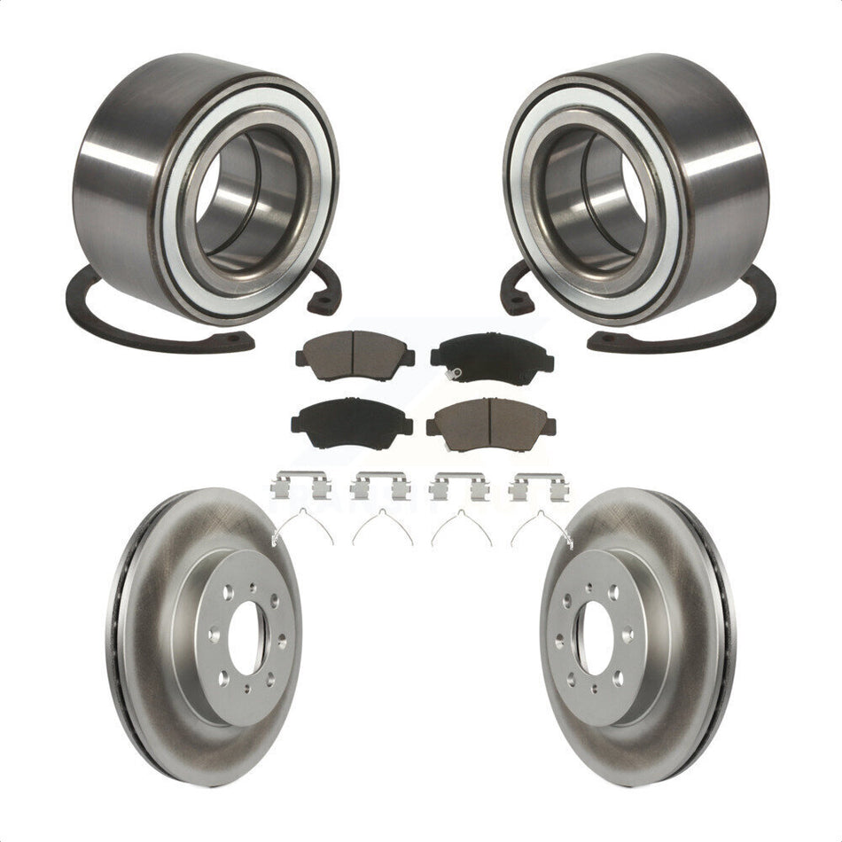 Front Wheel Bearing With Coated Disc Brake Rotors And Ceramic Pads Kit For Honda Civic del Sol KBB-118238