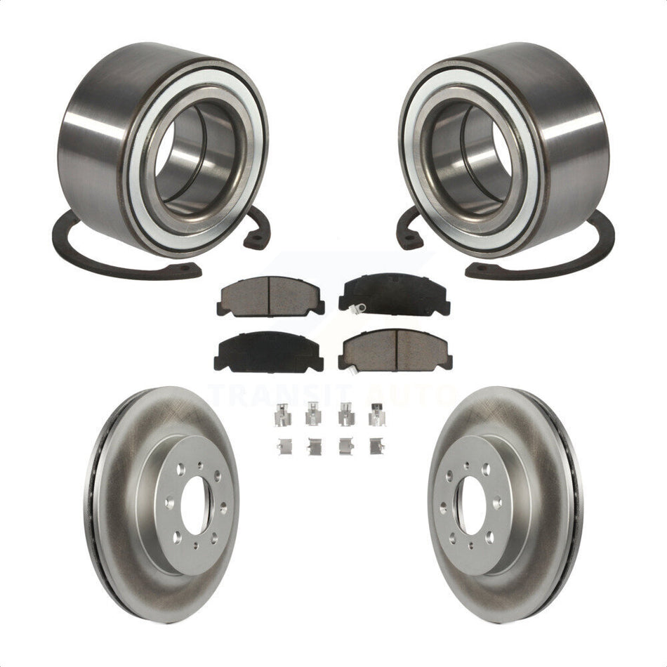 Front Wheel Bearing With Coated Disc Brake Rotors And Ceramic Pads Kit For 1997 Honda Civic LX with 4-Wheel ABS KBB-118239