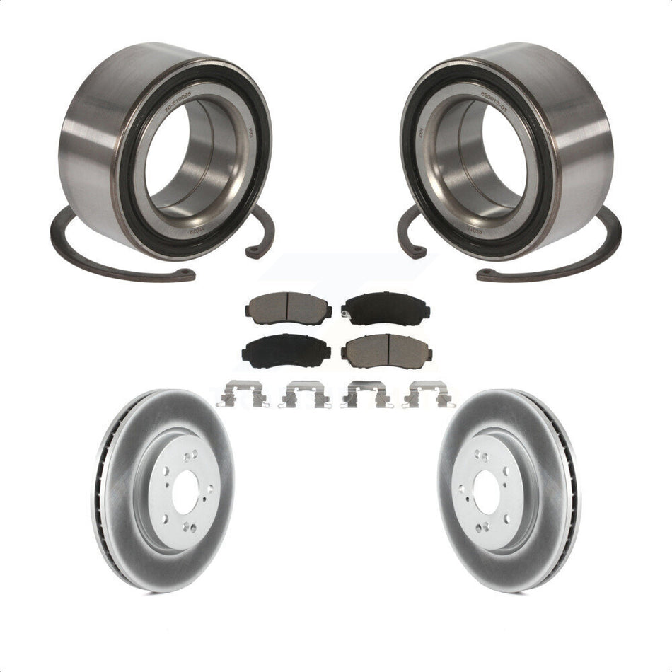 Front Wheel Bearing With Coated Disc Brake Rotors And Ceramic Pads Kit For Honda Accord Crosstour KBB-118241