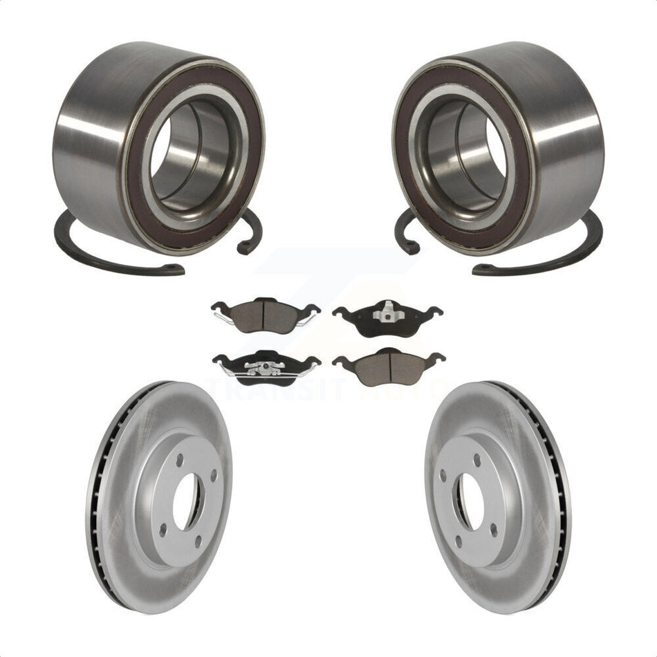 Front Wheel Bearing With Coated Disc Brake Rotors And Ceramic Pads Kit For Ford Focus KBB-118245