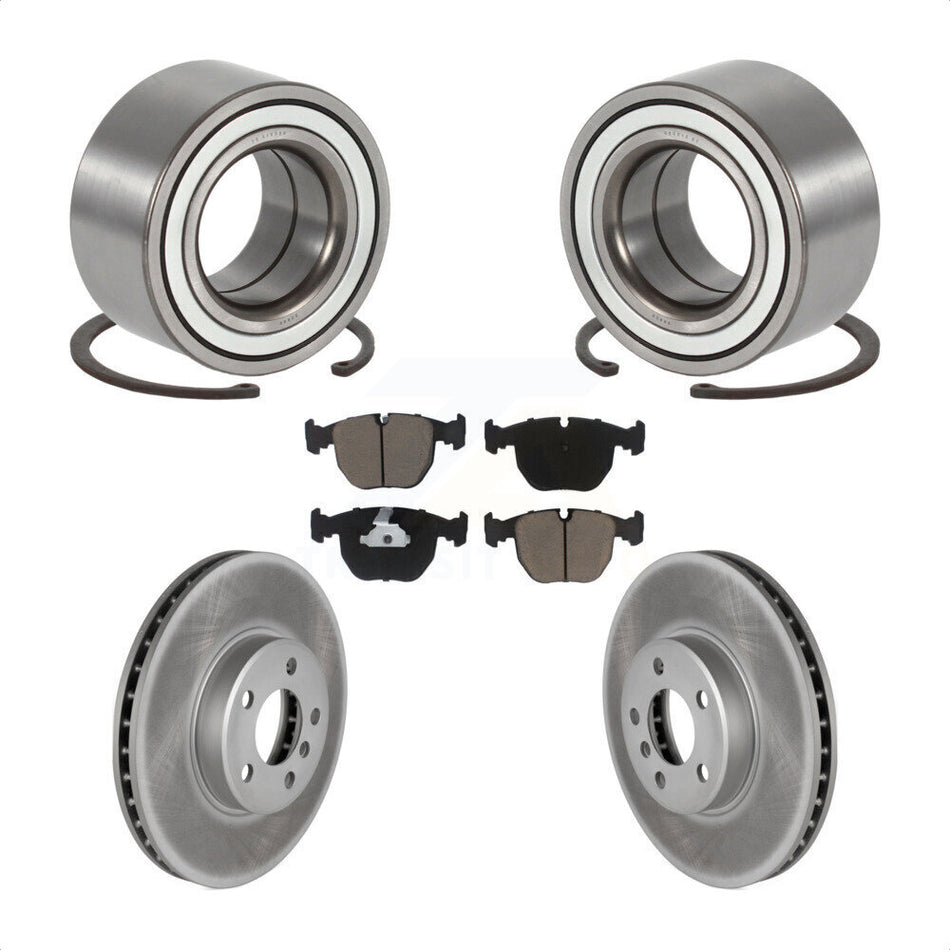 Front Wheel Bearing With Coated Disc Brake Rotors And Ceramic Pads Kit For 2000 BMW X5 KBB-118248