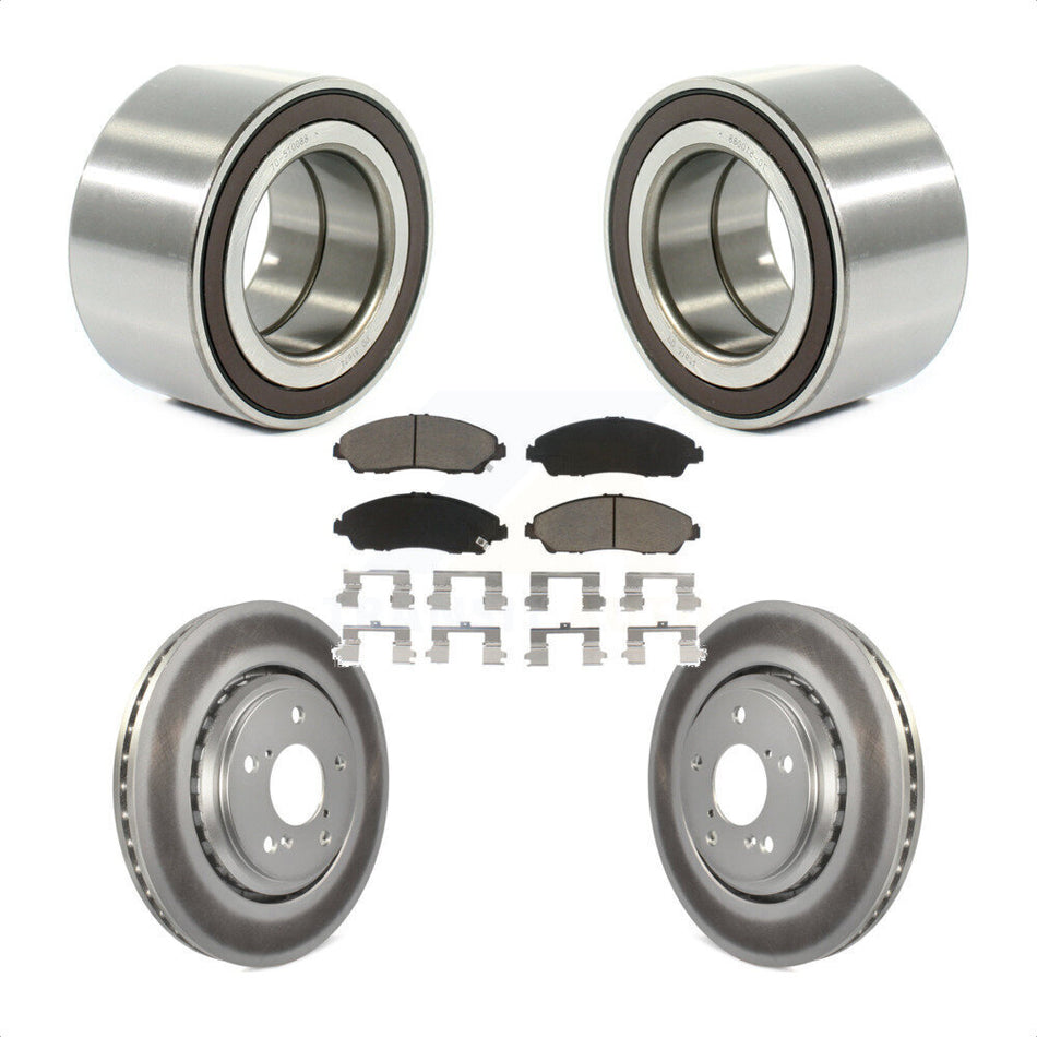 Front Wheel Bearing With Coated Disc Brake Rotors And Ceramic Pads Kit For 2017-2019 Honda Ridgeline KBB-118249
