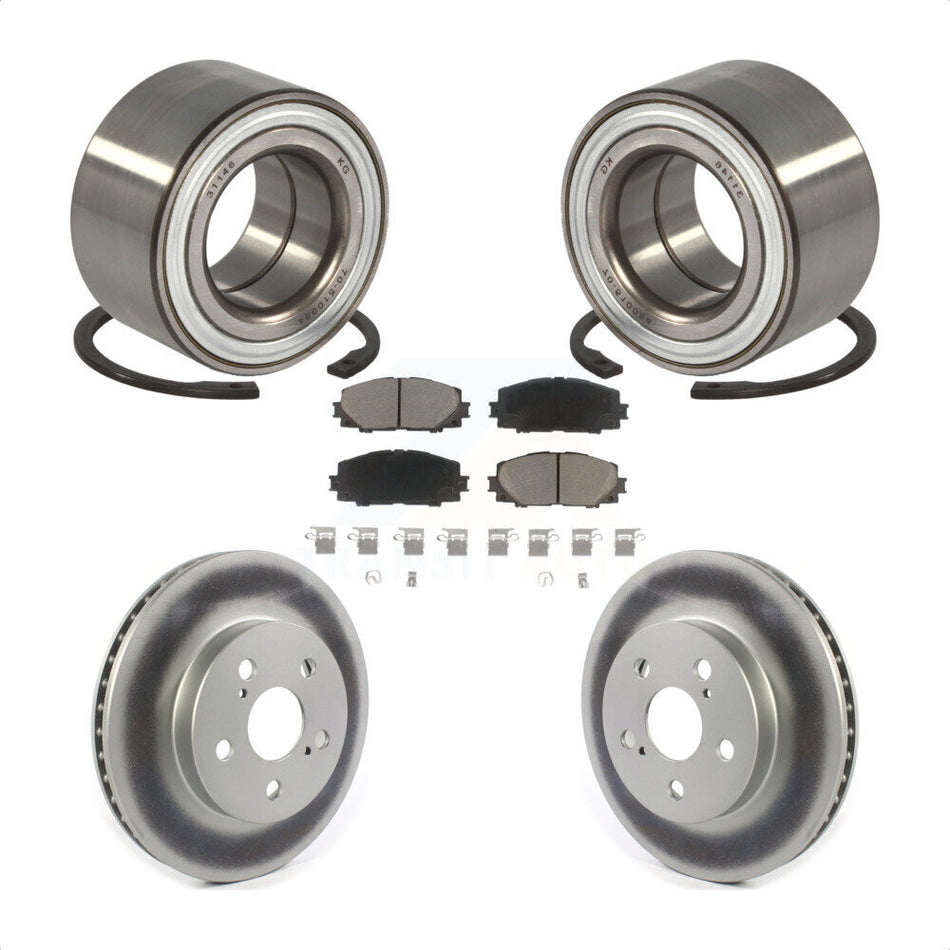 Front Wheel Bearing With Coated Disc Brake Rotors And Ceramic Pads Kit For Toyota Prius Prime AWD-e KBB-118253