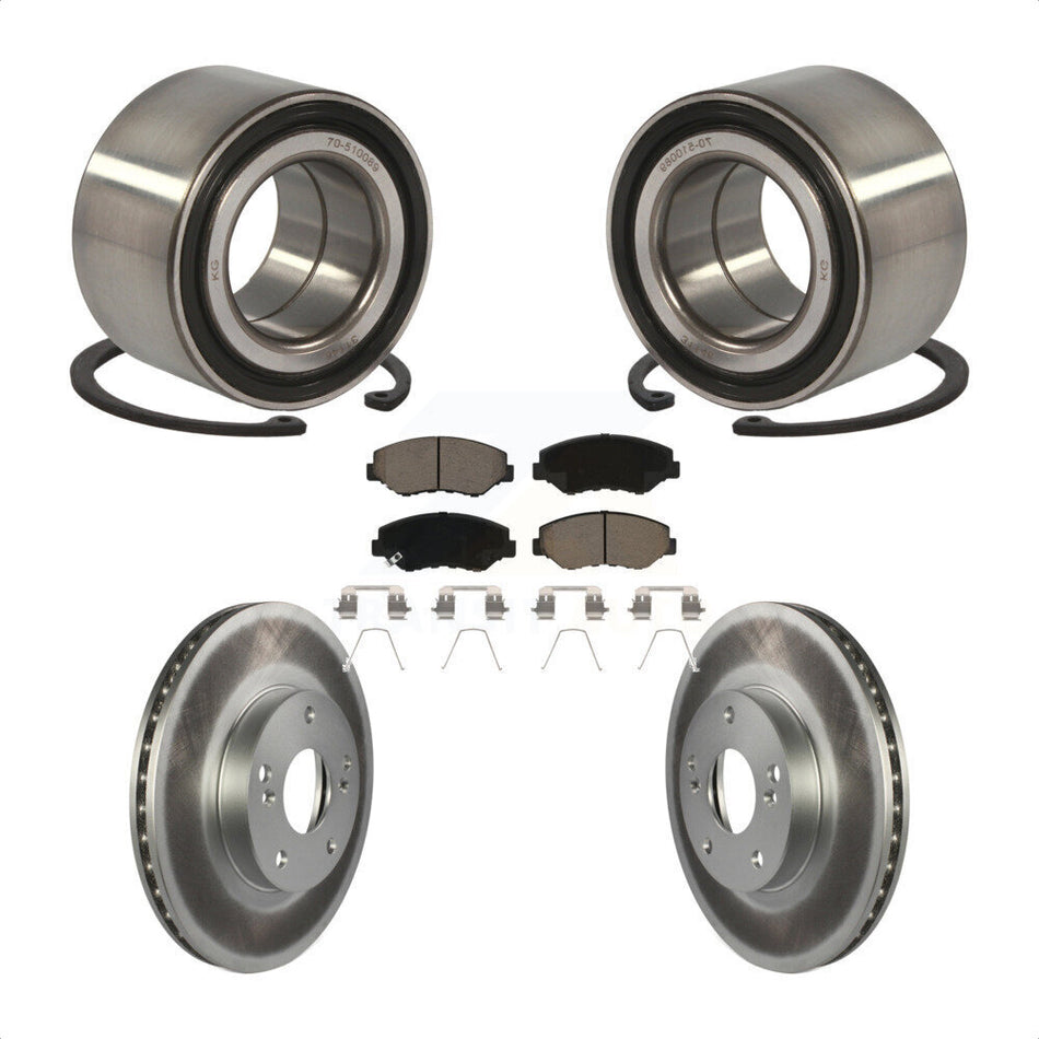 Front Wheel Bearing With Coated Disc Brake Rotors And Ceramic Pads Kit For Honda Civic KBB-118259