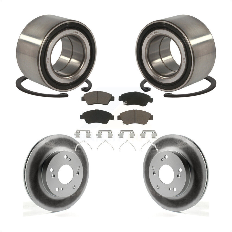 Front Wheel Bearing With Coated Disc Brake Rotors And Ceramic Pads Kit For Honda Civic Acura ILX KBB-118262
