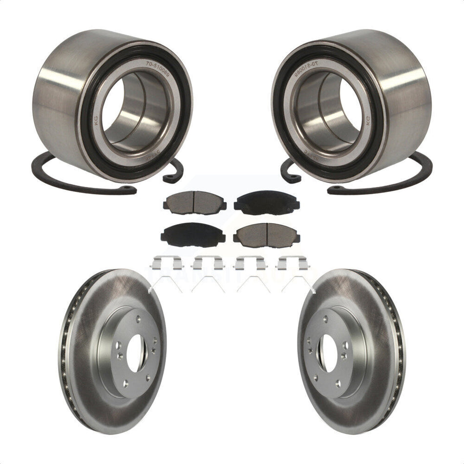 Front Wheel Bearing With Coated Disc Brake Rotors And Ceramic Pads Kit For 2014-2015 Honda Civic Touring KBB-118263