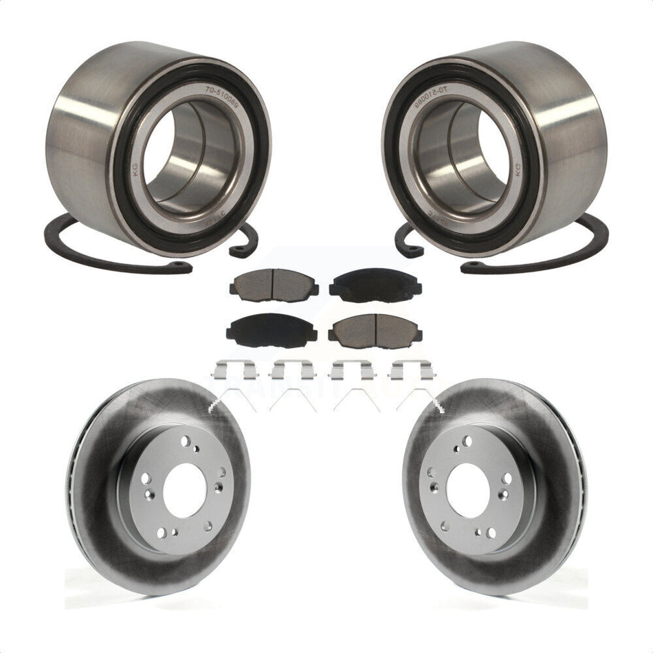 Front Wheel Bearing With Coated Disc Brake Rotors And Ceramic Pads Kit For Honda Civic KBB-118264