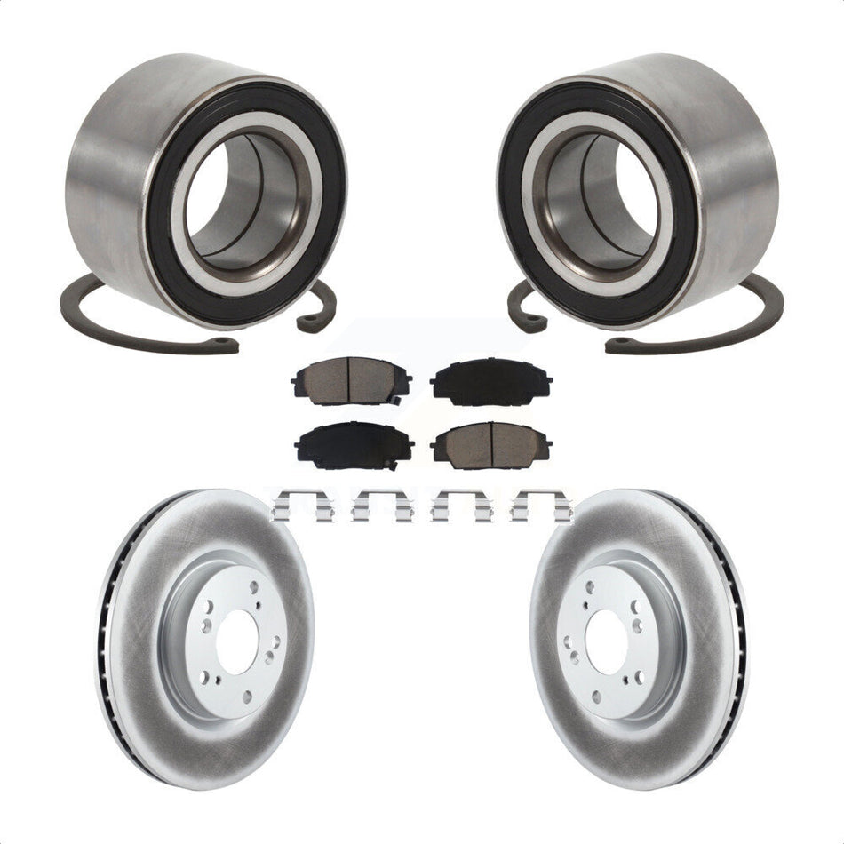 Front Wheel Bearing With Coated Disc Brake Rotors And Ceramic Pads Kit For Honda Civic Acura CSX KBB-118275