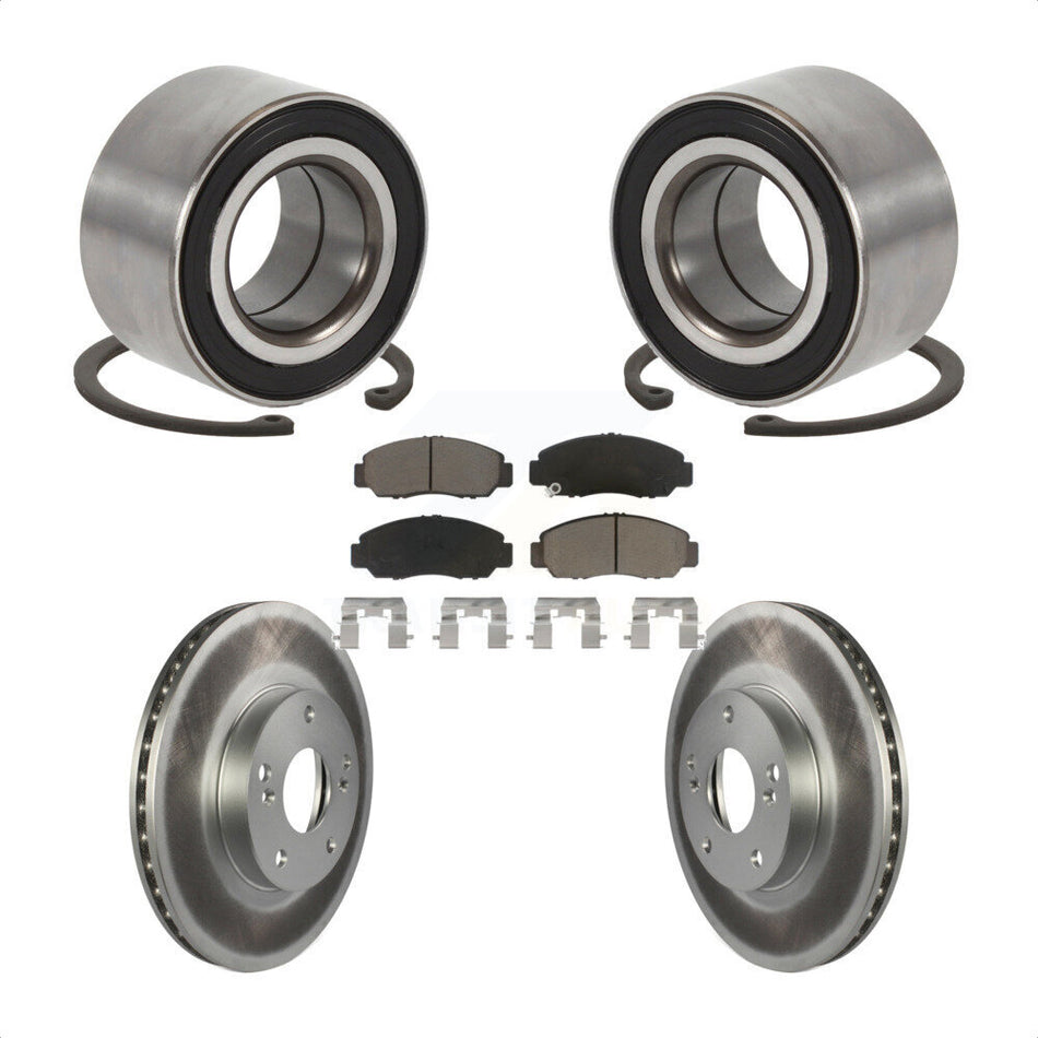 Front Wheel Bearing With Coated Disc Brake Rotors And Ceramic Pads Kit For Honda Accord Acura CSX KBB-118281
