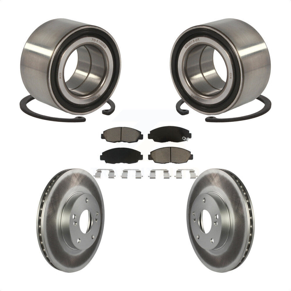 Front Wheel Bearing With Coated Disc Brake Rotors And Ceramic Pads Kit For 2011 Honda Civic GX KBB-118282