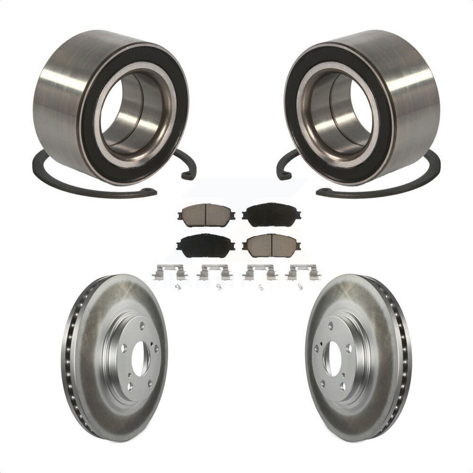 Front Wheel Bearing With Coated Disc Brake Rotors And Ceramic Pads Kit For 2004-2006 Lexus ES330 KBB-118285