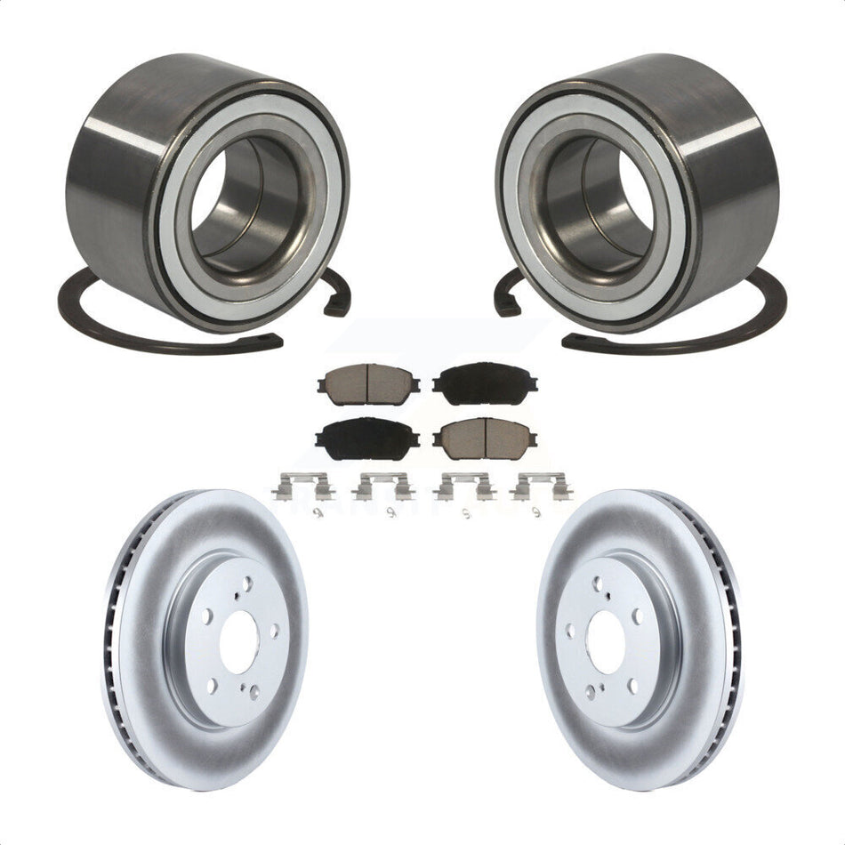 Front Wheel Bearing With Coated Disc Brake Rotors And Ceramic Pads Kit For 2002-2003 Lexus ES300 KBB-118286