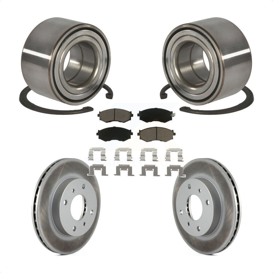 Front Wheel Bearing With Coated Disc Brake Rotors And Ceramic Pads Kit For Nissan Sentra 1.8L KBB-118290