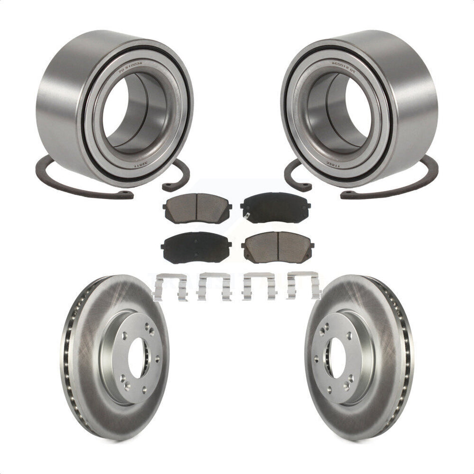 Front Wheel Bearing With Coated Disc Brake Rotors And Ceramic Pads Kit For 2007-2009 Kia Rondo KBB-118294