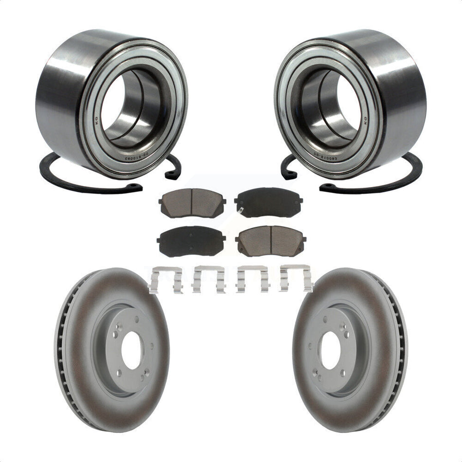 Front Wheel Bearing With Coated Disc Brake Rotors And Ceramic Pads Kit For 2015-2016 Kia Soul EV KBB-118298
