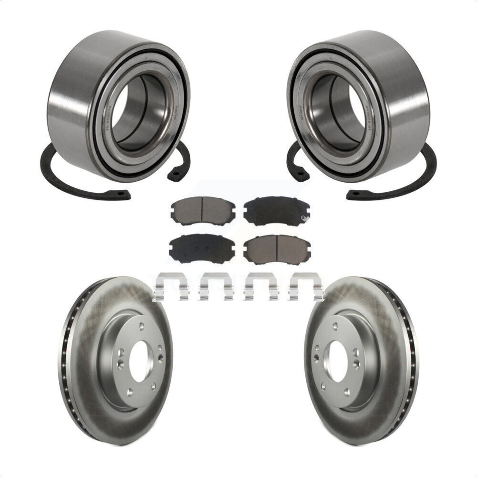 Front Wheel Bearing With Coated Disc Brake Rotors And Ceramic Pads Kit For Hyundai Tiburon KBB-118303