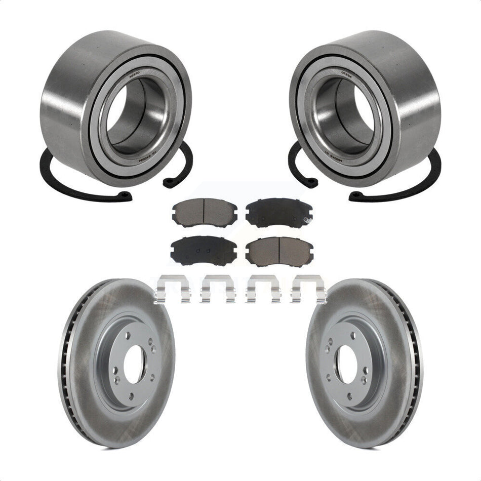 Front Wheel Bearing With Coated Disc Brake Rotors And Ceramic Pads Kit For Hyundai Azera Kia Amanti KBB-118304