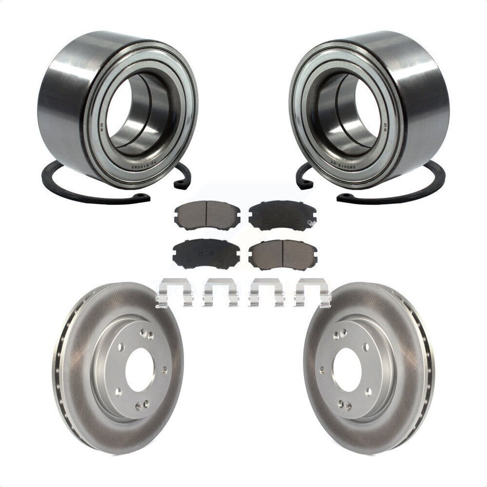 Front Wheel Bearing With Coated Disc Brake Rotors And Ceramic Pads Kit For Hyundai Elantra KBB-118305