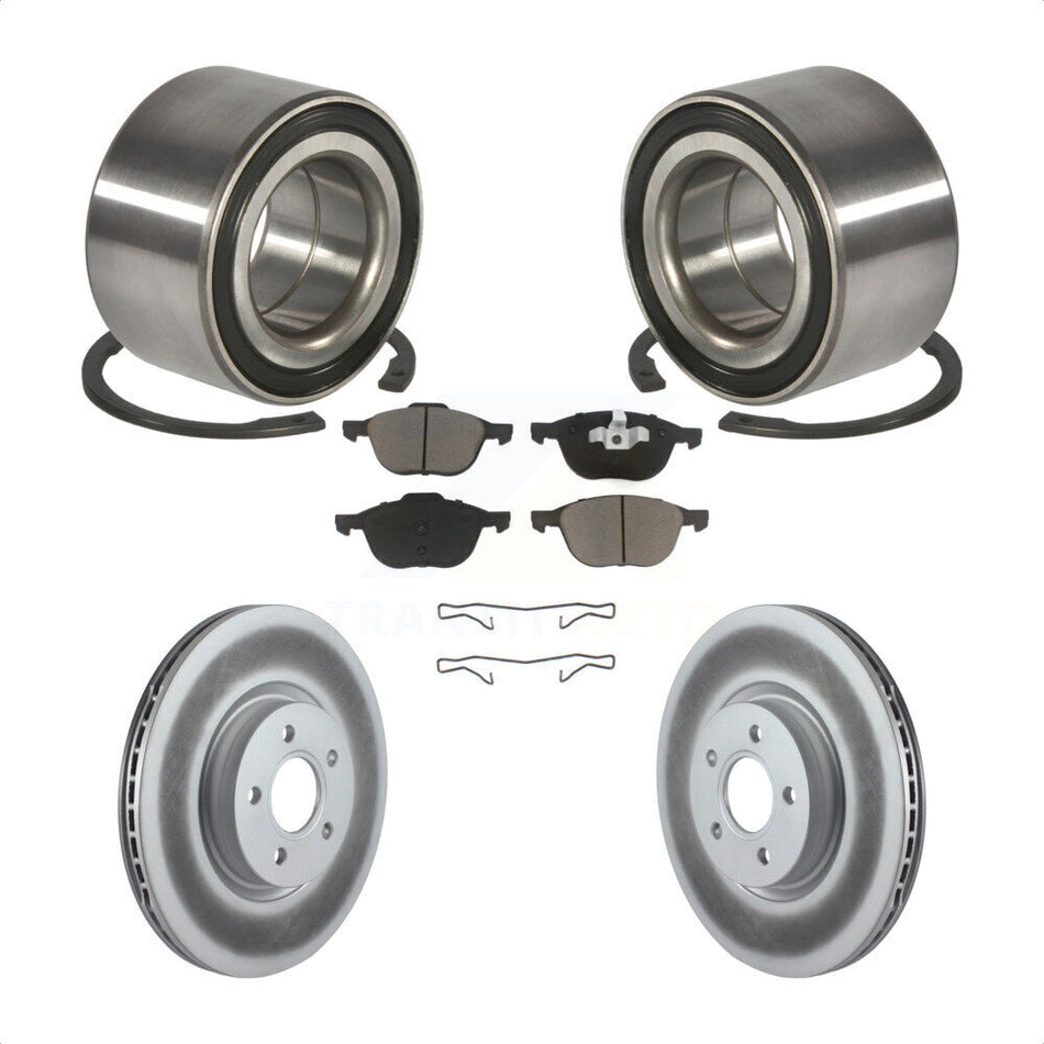 Front Wheel Bearing With Coated Disc Brake Rotors And Ceramic Pads Kit For 2014 Ford Connect 104.8" wheel base KBB-118313