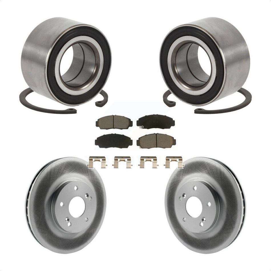 Front Wheel Bearing With Coated Disc Brake Rotors And Ceramic Pads Kit For Honda Accord Acura TL TSX KBB-118316