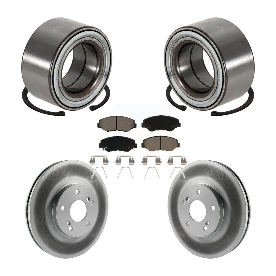 Front Wheel Bearing With Coated Disc Brake Rotors And Ceramic Pads Kit For 2005-2008 Honda Pilot KBB-118323