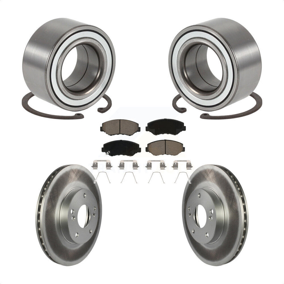 Front Wheel Bearing With Coated Disc Brake Rotors And Ceramic Pads Kit For Honda Element KBB-118324