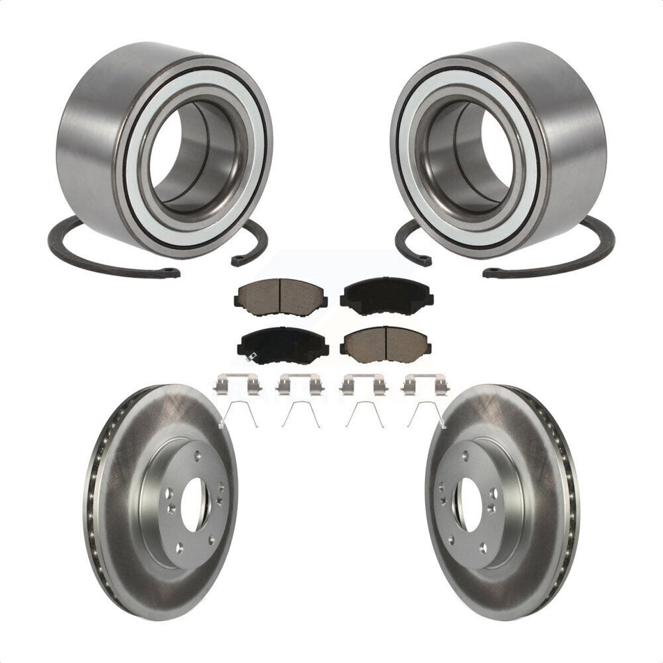 Front Wheel Bearing With Coated Disc Brake Rotors And Ceramic Pads Kit For Honda Element KBB-118325