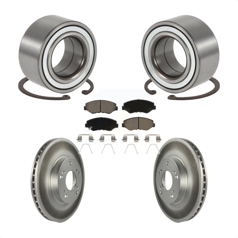 Front Wheel Bearing With Coated Disc Brake Rotors And Ceramic Pads Kit For Honda CR-V KBB-118326