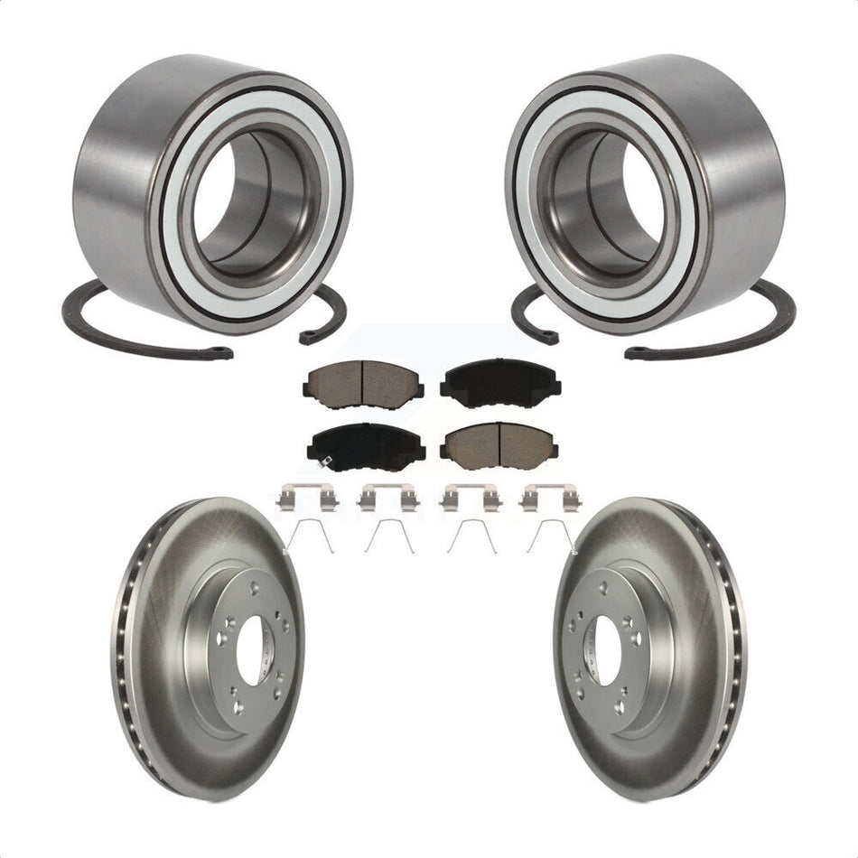 Front Wheel Bearing With Coated Disc Brake Rotors And Ceramic Pads Kit For Honda CR-V KBB-118327