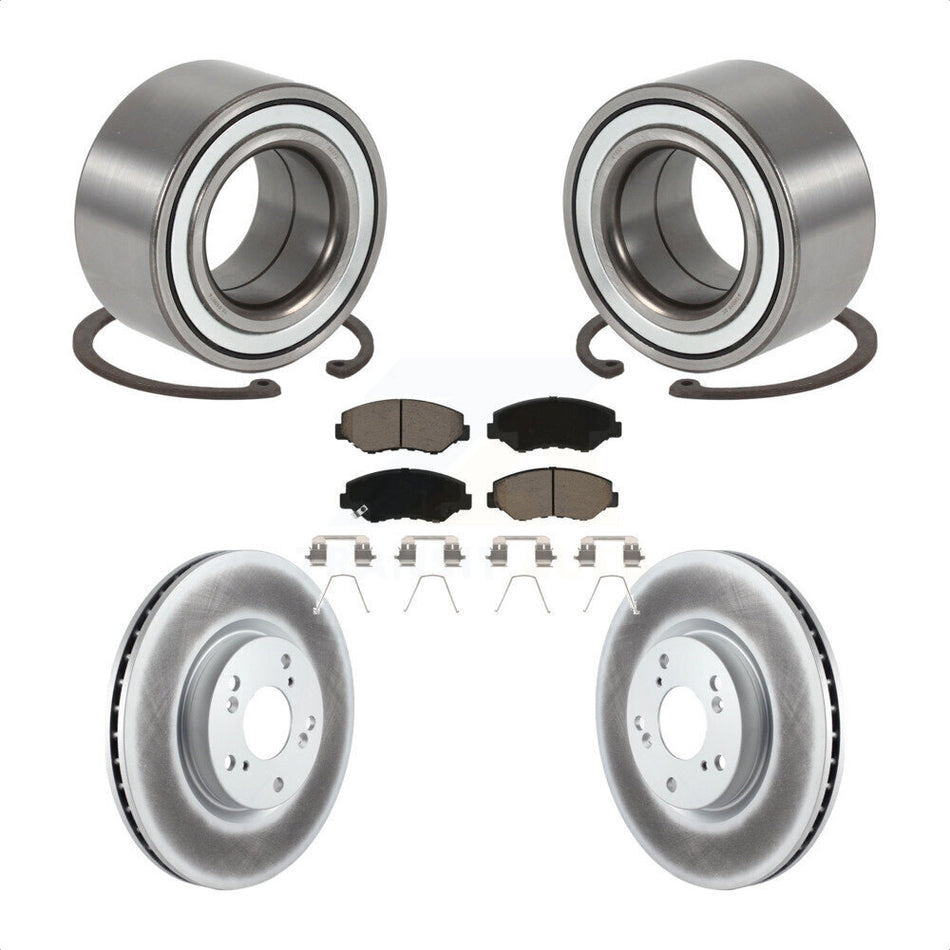 Front Wheel Bearing With Coated Disc Brake Rotors And Ceramic Pads Kit For 2005-2006 Honda CR-V KBB-118328