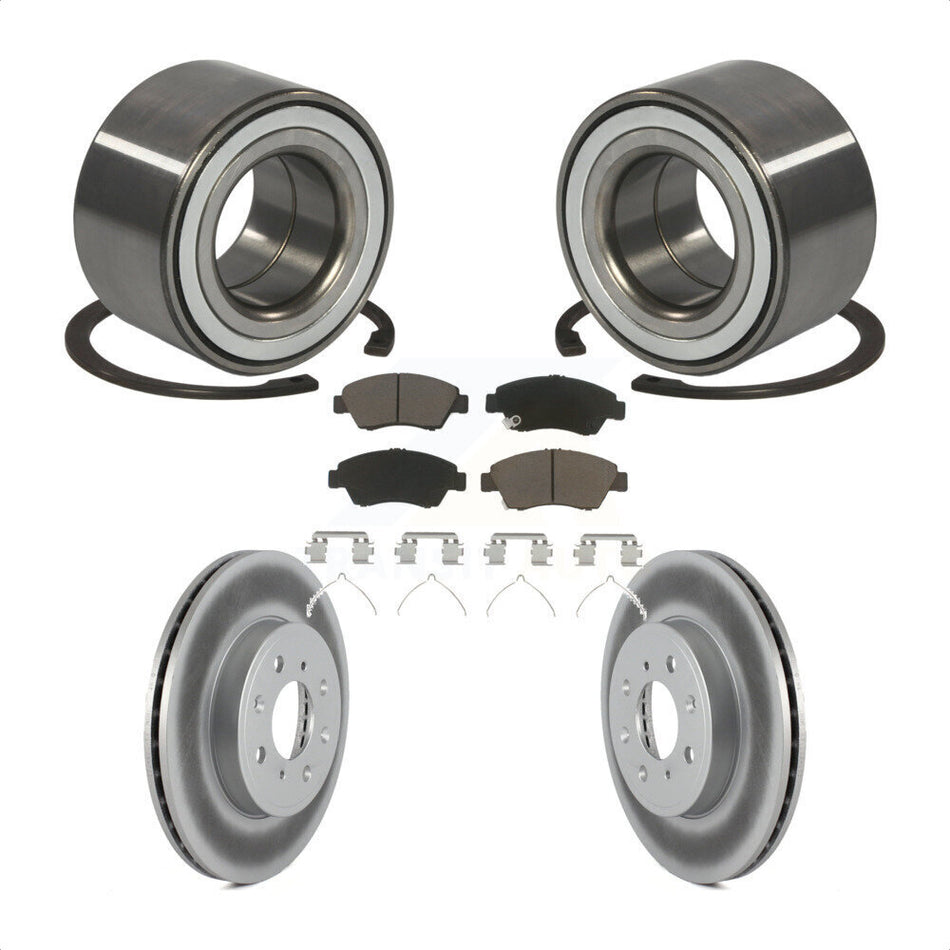 Front Wheel Bearing With Coated Disc Brake Rotors And Ceramic Pads Kit For Honda Fit KBB-118334