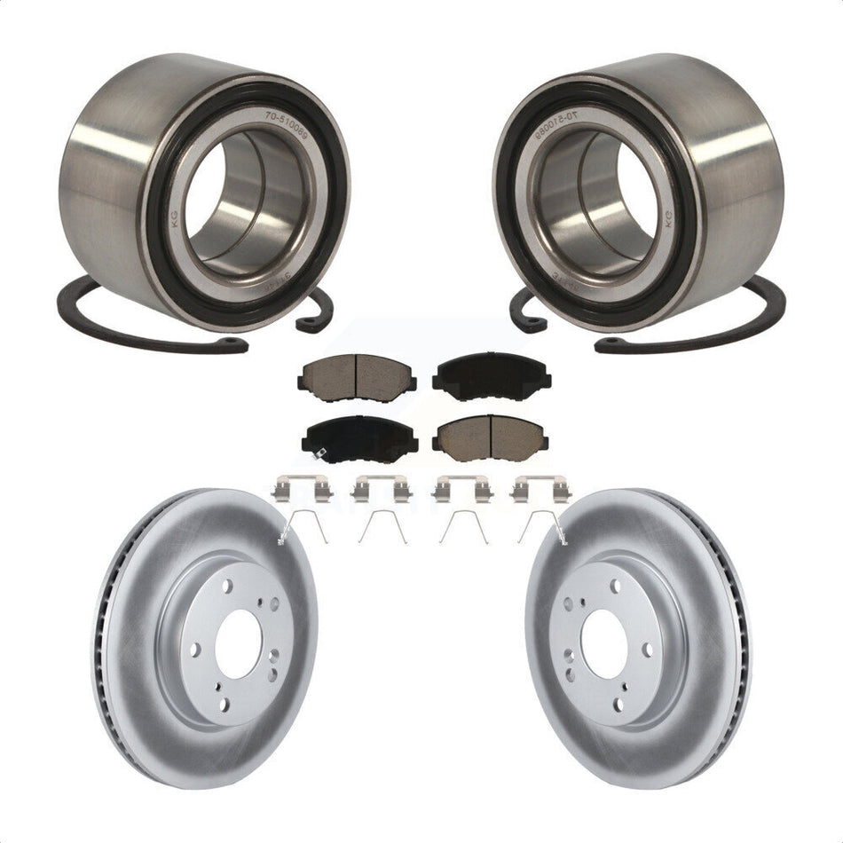 Front Wheel Bearing With Coated Disc Brake Rotors And Ceramic Pads Kit For Honda Civic KBB-118335