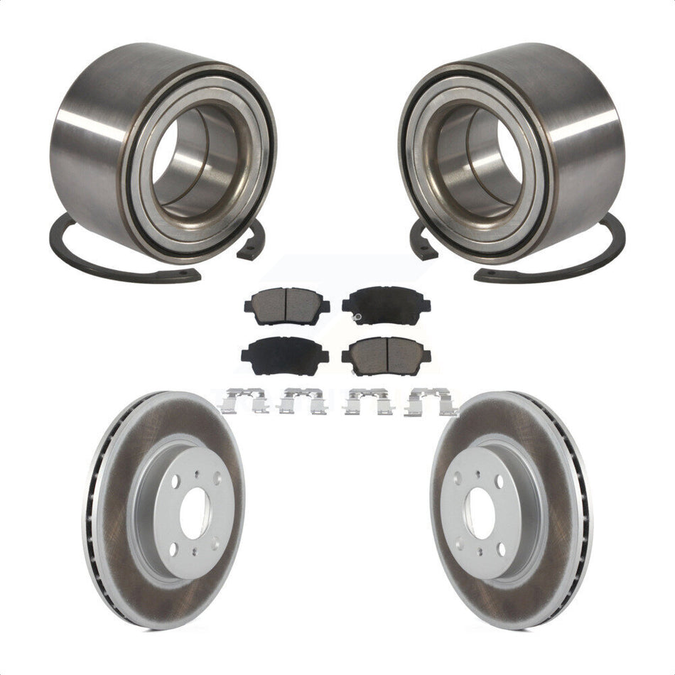 Front Wheel Bearing With Coated Disc Brake Rotors And Ceramic Pads Kit For 2001-2003 Toyota Prius KBB-118336
