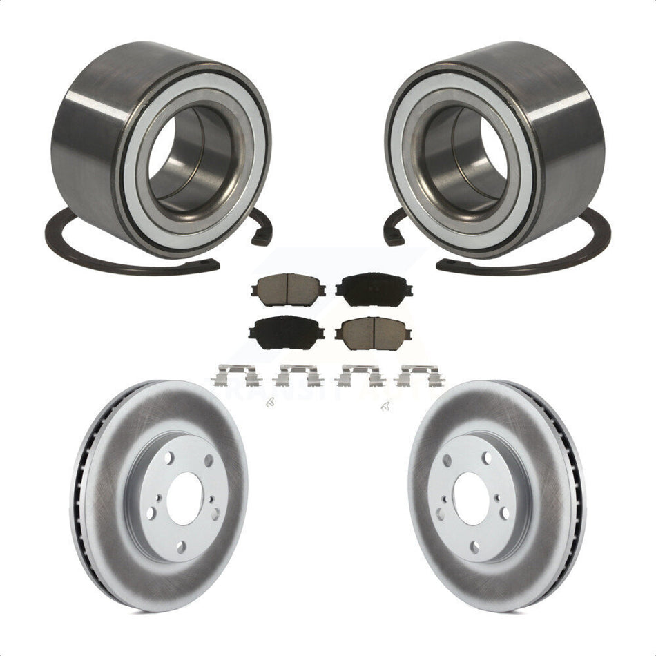 Front Wheel Bearing With Coated Disc Brake Rotors And Ceramic Pads Kit For 2002-2003 Toyota Camry 275mm Diameter Rotor KBB-118341